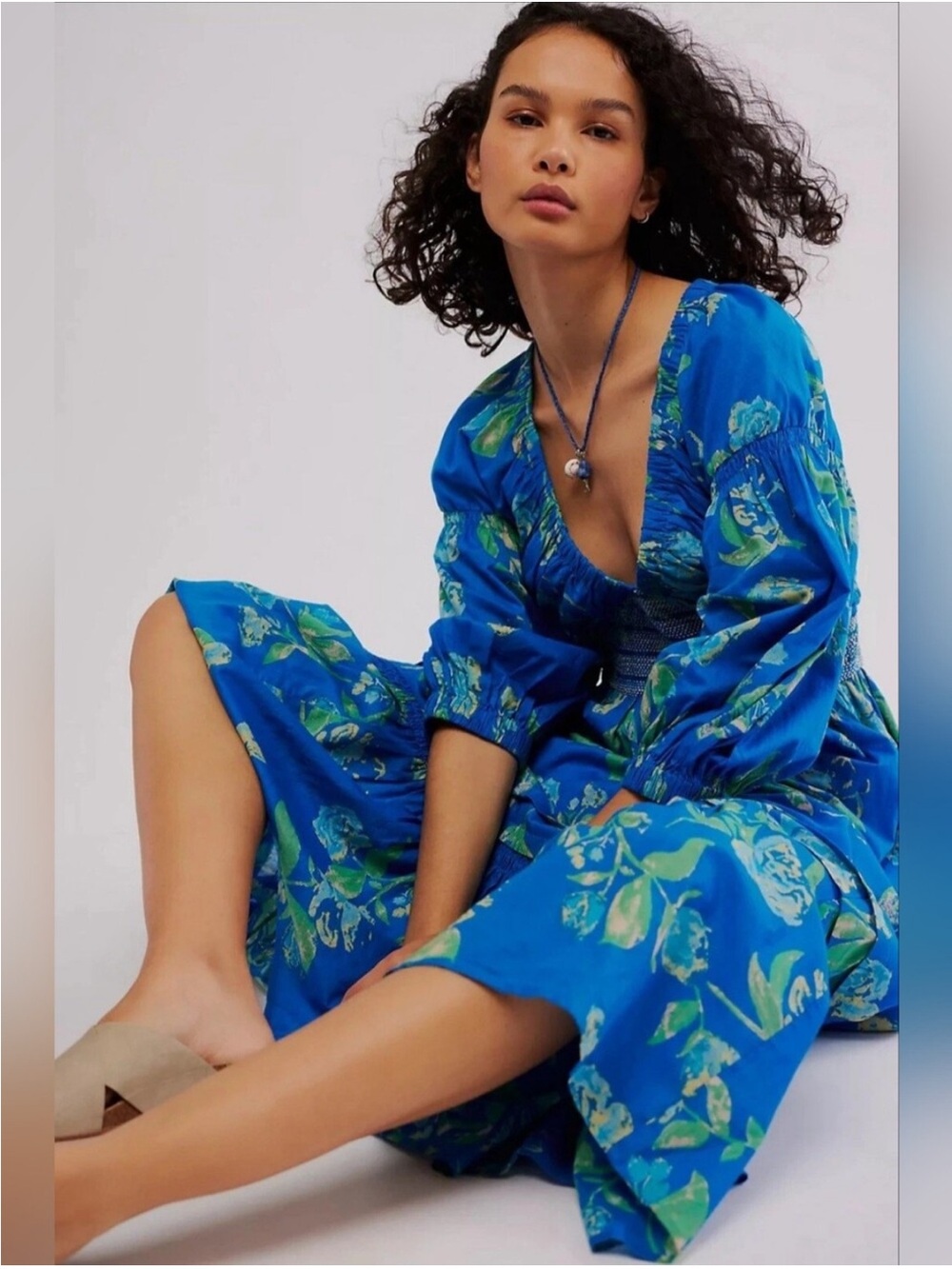 Free People Blue Floral Golden Hour Dress